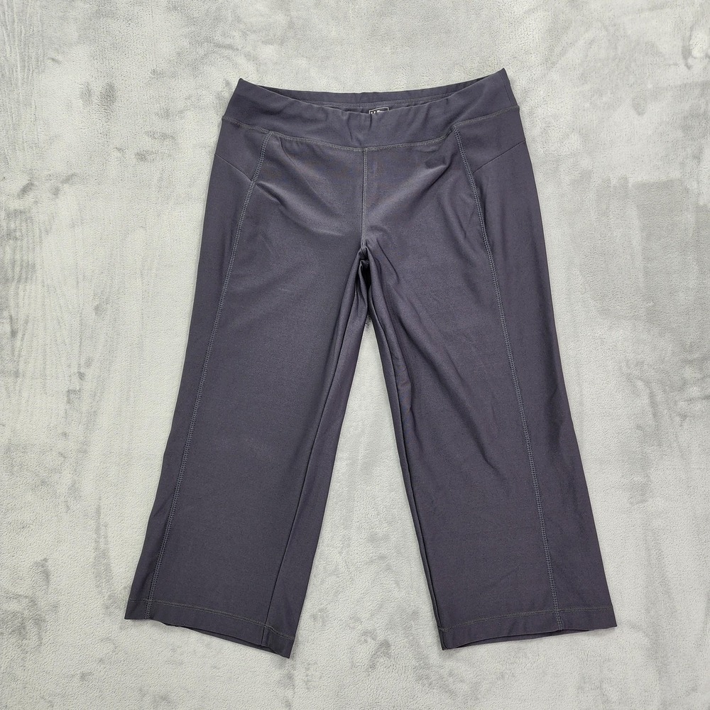 L.L.Bean Pants Womens‎ S PETITE Gray Capri Pull On Zip Pocket Yoga Gym Workout